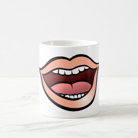 開いた口 唇 歯 舌 コーヒーマグカップ