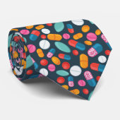 "開いた広い!" 丸薬プリントの首のタイ ネクタイ (ロール)