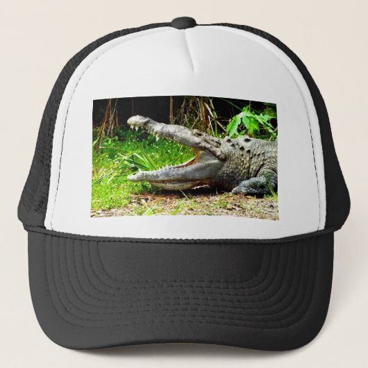 開いた彼の口を持つ巨大なわに キャップ (正面)