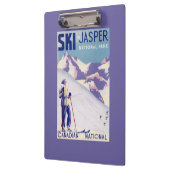 開いた斜面ポスターを提起している女性 クリップボード (左)