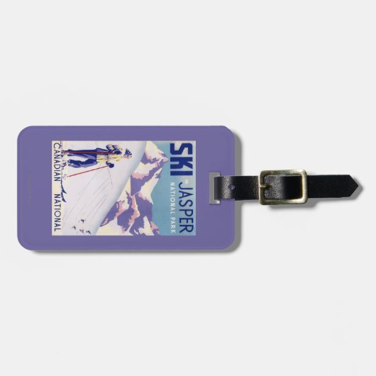 開いた斜面ポスターを提起している女性 ラゲッジタグ (正面横)