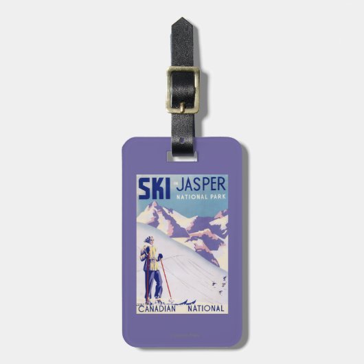 開いた斜面ポスターを提起している女性 ラゲッジタグ (正面縦)