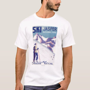 開いた斜面ポスターを提起している女性 Tシャツ