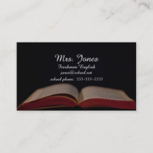 開いた本の先生の接触カード