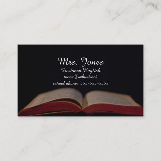 開いた本の先生の接触カード コーリングカード (正面)