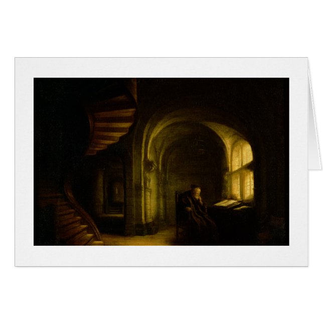 開いた本を持つ哲学者、1625-7年(窓ガラスの油 (正面横)