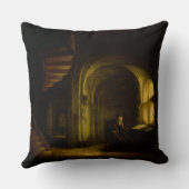 開いた本を持つ哲学者、1625-7年(窓ガラスの油 クッション (裏面)