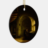 開いた本を持つ哲学者、1625-7年(窓ガラスの油 セラミックオーナメント (右)