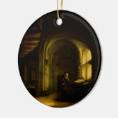 開いた本を持つ哲学者、1625-7年(窓ガラスの油 セラミックオーナメント (左)