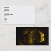 開いた本を持つ哲学者、1625-7年(窓ガラスの油 名刺 (正面/裏面)