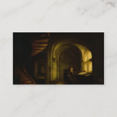 開いた本を持つ哲学者、1625-7年(窓ガラスの油 名刺 (裏面)