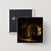 開いた本を持つ哲学者、1625-7年(窓ガラスの油 缶バッジ (正面&裏面)