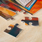 開いた本絵を描の中の猫 ジグソーパズル (側面)