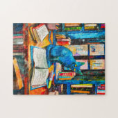 開いた本絵を描の中の猫 ジグソーパズル (横)
