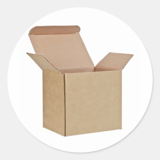 開いた段ボール箱 ラウンドシール (正面)