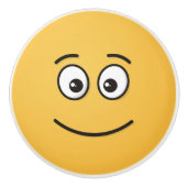 開いた目で微笑む顔 セラミックノブ (正面)