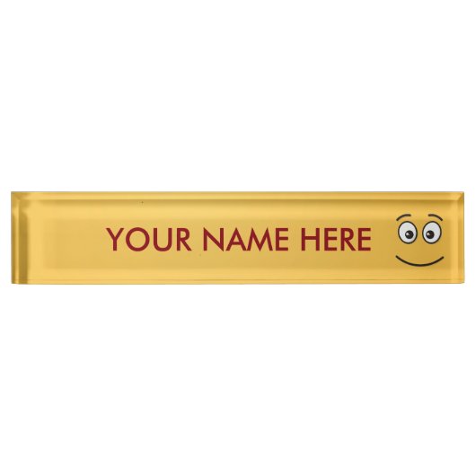 開いた目で微笑む顔 デスクネームプレート (正面)