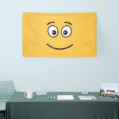 開いた目で微笑む顔 横断幕 (トレードショー)