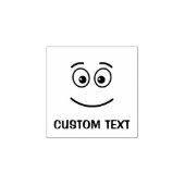 開いた目のゴム印で微笑む顔 ラバースタンプ (インプリント)