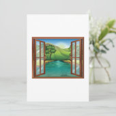 開いた窓から川を流れる風景招待状 招待状 (スタンド正面)