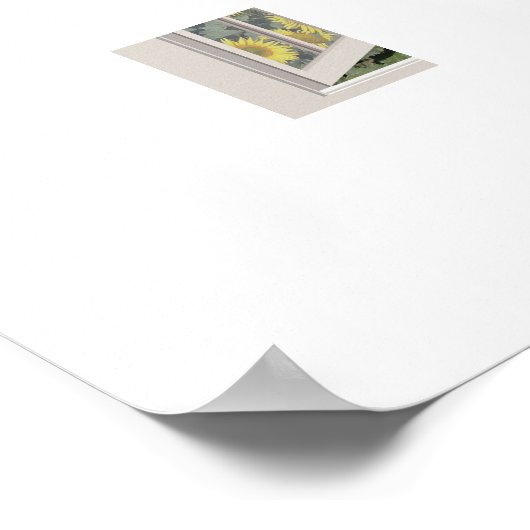 開いた窓から見たひまわり畑 ポスター (角)