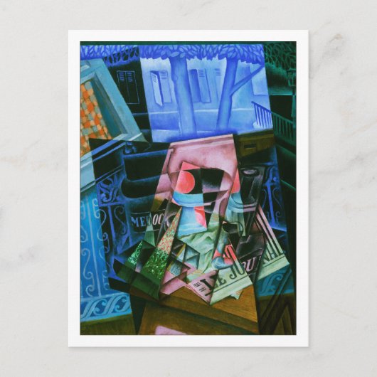 開いた窓辺の静物　(byフアン・グリス) ポストカード (正面)