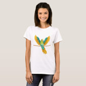 開いた翼を持つロープに座っているセキセイインコ Tシャツ (正面フル)