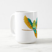 開いた翼を持つロープの上のセキセイインコ コーヒーマグカップ (正面左)