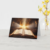 開いた聖書の光線 カード (黄色い花)