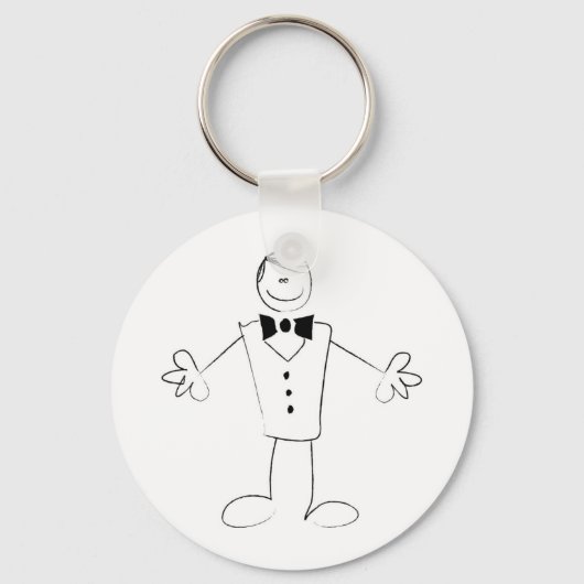 開いた腕で抱き締める新郎 キーホルダー (正面)