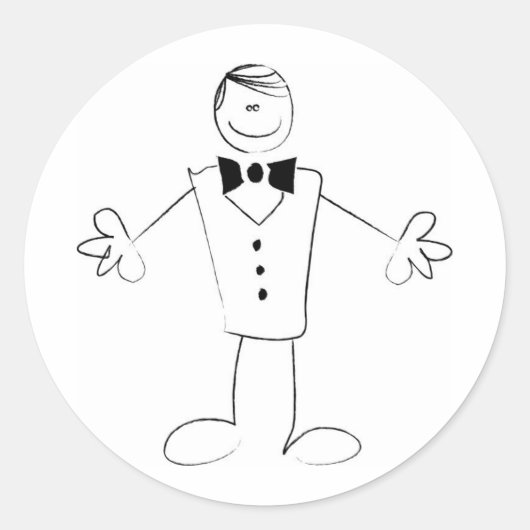 開いた腕で抱き締める新郎 ラウンドシール (正面)