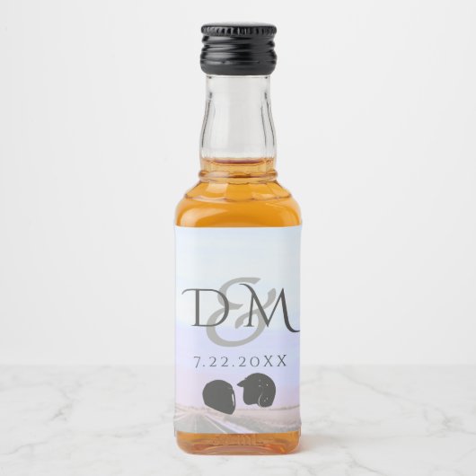 開いた道のオートバイの結婚式の夢 リキュールボトルラベル (正面)