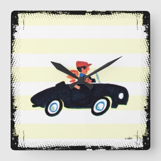 開いた道3の衝突 スクエア壁時計 (正面)