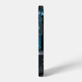開いた青いルーバー窓 iPhoneケース (左側面)