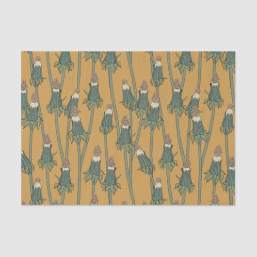 開いていないタンポポのパターン 薄葉紙 (正面)