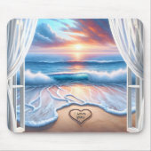 開いているウィンドウのビーチハート マウスパッド (正面)