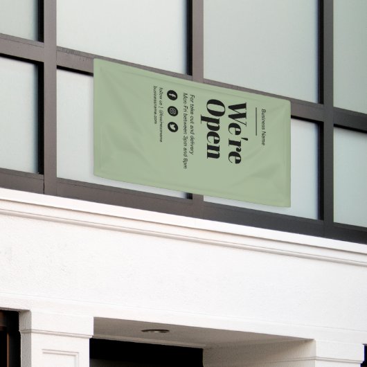 開いているシンプルはっきりした文字の編集可能な色 横断幕 (ビルの外側)