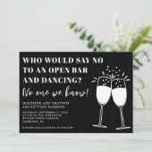 開おもしろいカジュアル開バー踊り結婚式招待状 招待状 (スタンド正面)