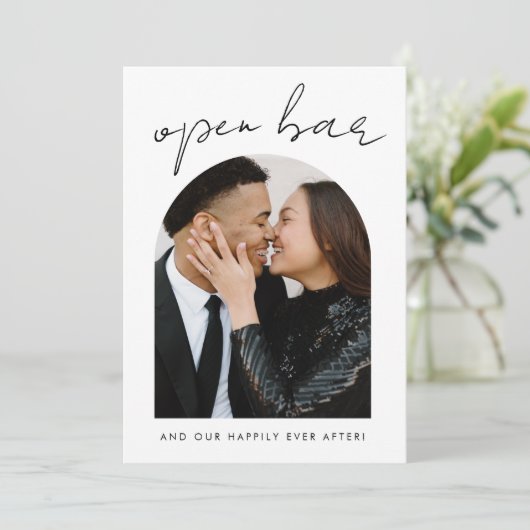 "開おもしろいバー"写真結婚式の日付を保存 セーブザデート (スタンド正面)