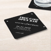 開おもしろいモダンバー結婚式の日付を保存 ペーパーコースター (アングル)