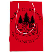 開かないで開く – 赤いパーソナライズされたクリスマス ミディアムペーパーバッグ (正面)