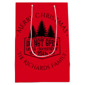 開かないで開く – 赤いパーソナライズされたクリスマス ミディアムペーパーバッグ (裏面)