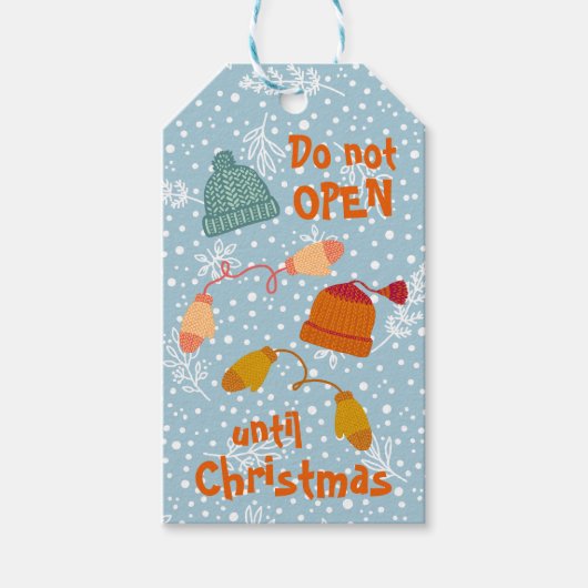 開かない・ニット帽とミッテンス冬 ギフトタグ (正面)