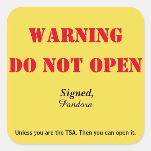 「開かない」荷物 スクエアシール (正面)