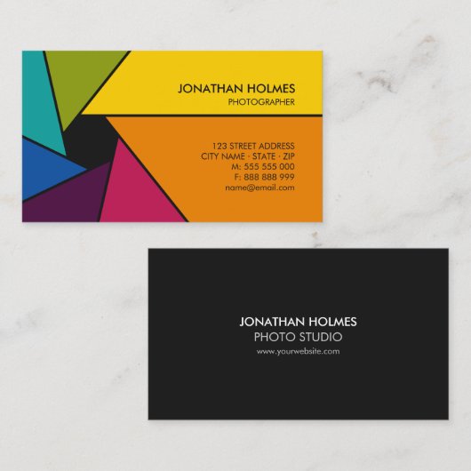 開きはカメラマンの名刺を着色します 名刺 (正面/裏面)