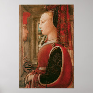 開き窓、c. 1440年の女性及び人のポートレート ポスター