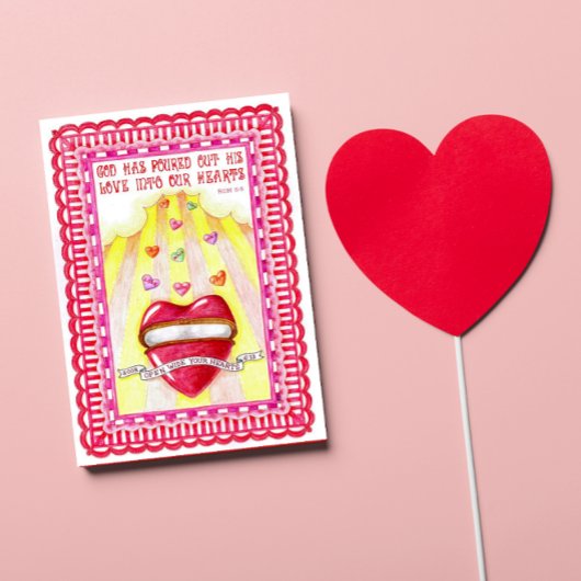 開くワイドハートバレンタインカード シーズンカード