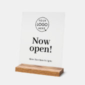 開く |営業時間ロゴ アクリルサイン (傾斜)