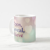 開く、表示す信じる コーヒーマグカップ (正面左)