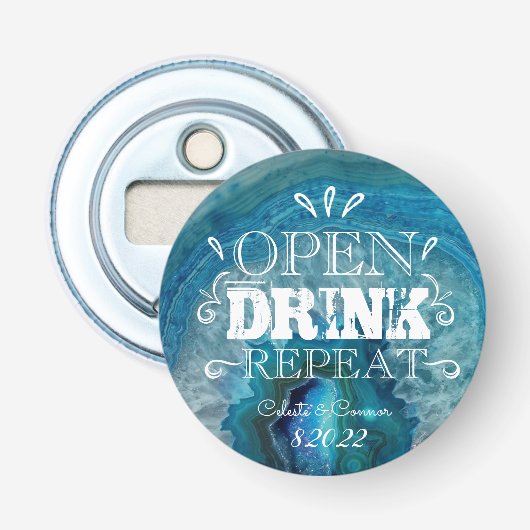 「開く、飲む、リピート」ボタン型栓抜き 栓抜き (正面)